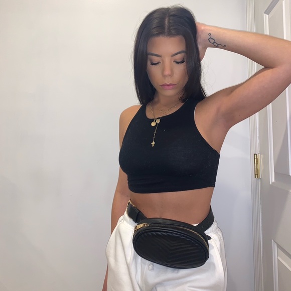 Steve Madden Handbags - STEVE MADDEN BLACK BELT BAG